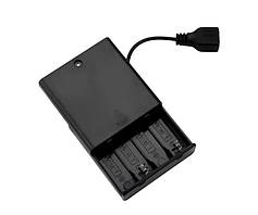 Бокс з кабелем USB для 4 шт акумулятора і батарейок R6 (AA)