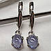 Срібні сережки жіночі з натуральними каменями танзанітами Сережки ручної роботи, фото 8
