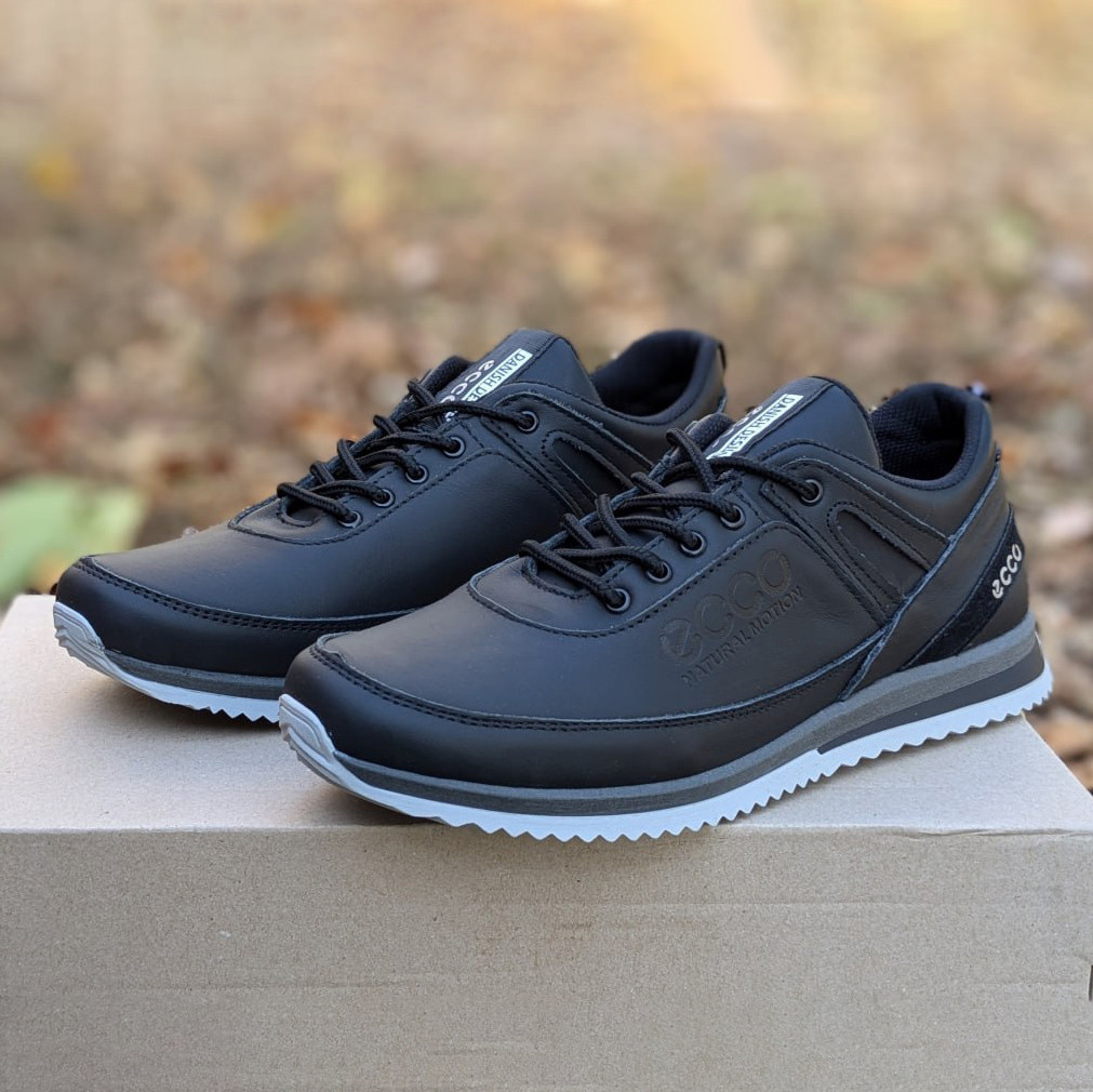 Чоловічі шкіряні кросівки (натуральна шкіра) чорні демісезонні для чоловіків на весну осінь, розміри 40-45, фото 1