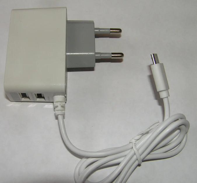 Адаптер на 2 USB+шнур V8 microUSB струм 2,1A, фото 1