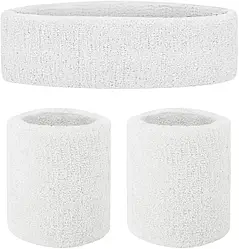 Набір: напульсники та пов'язка на голову, однотонні Білий