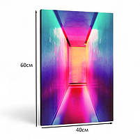 Картина Неоновий коридор Яркая абстракція в сучасному інтер'єрі Печать на холсте 60х40см, фото 4