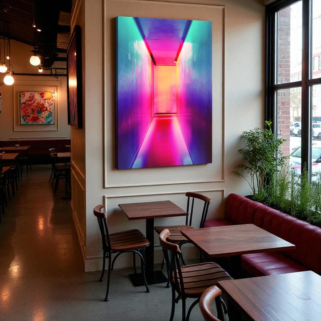 Картина Неоновий коридор Яркая абстракція в сучасному інтер'єрі Печать на холсте 60х40см, фото 1