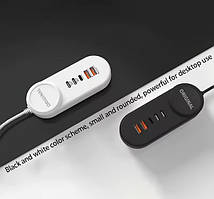 Адаптер PD18W на 2xUSB (швидка зарядка) + 2хType-C з мережевим шнуром живлення