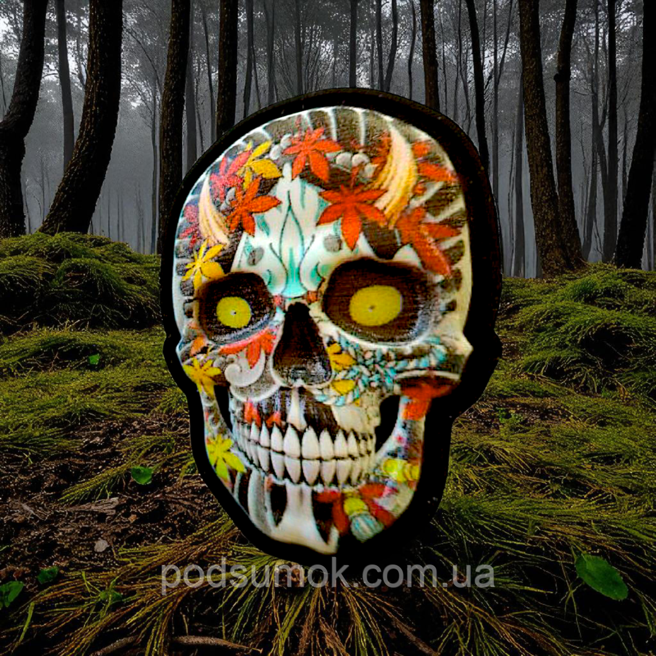 Шеврон ПВХ 3D ЧЕРЕП МІСТИЧНИЙ 4 на липучці для велкро патч гумовий, фото 1