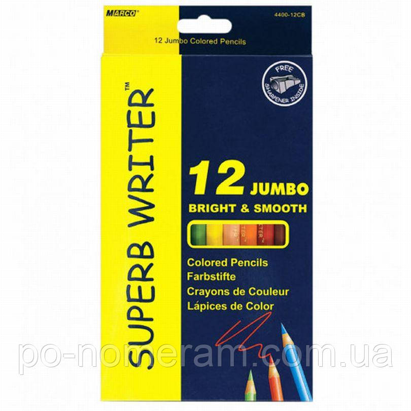 Олівці 12 кольорові МАРКО 4400-12СВ Superb writer-JUMBO (20), фото 1