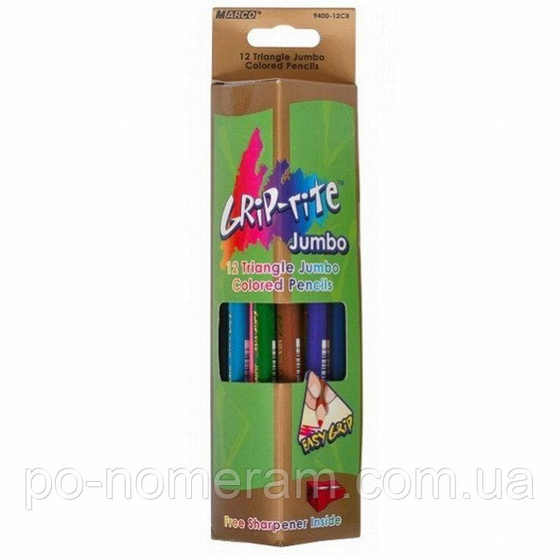 Олівці 12 кольорові МАРКО 9400-12СВ Grip rite JUMBO (20), фото 1