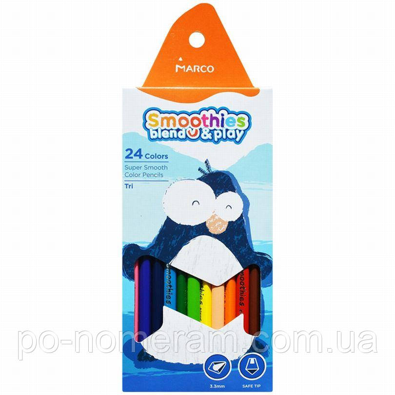 Олівці 2150ST-24СВ 24кол. Smoothies b&p трикут. суперм’які (1/6/60) (20), фото 1
