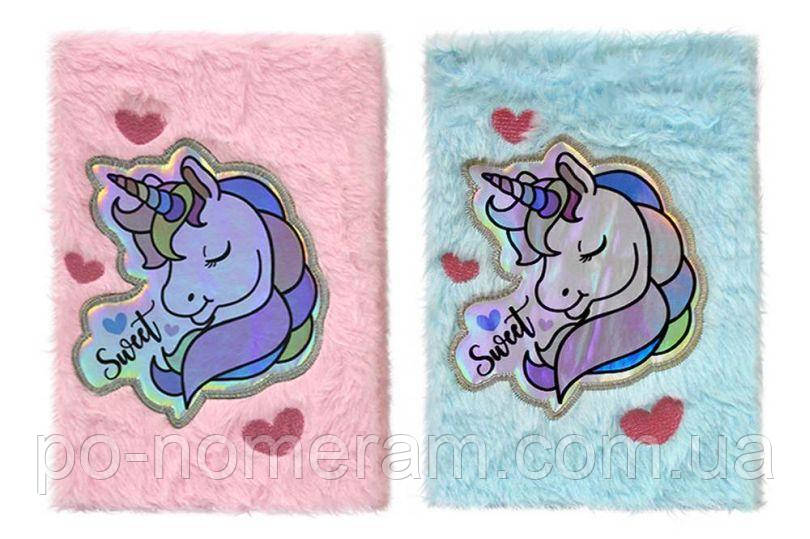 Блокнот А5/80арк. WB /5161/ хутряний Одноріг (1/12), фото 1