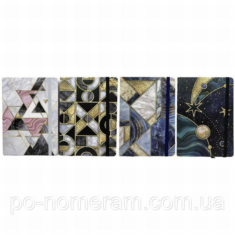 Блокнот 14,5*21см/96арк. /10819-А5/ на гумці Абстракція із золотом мікс (1/12), фото 1