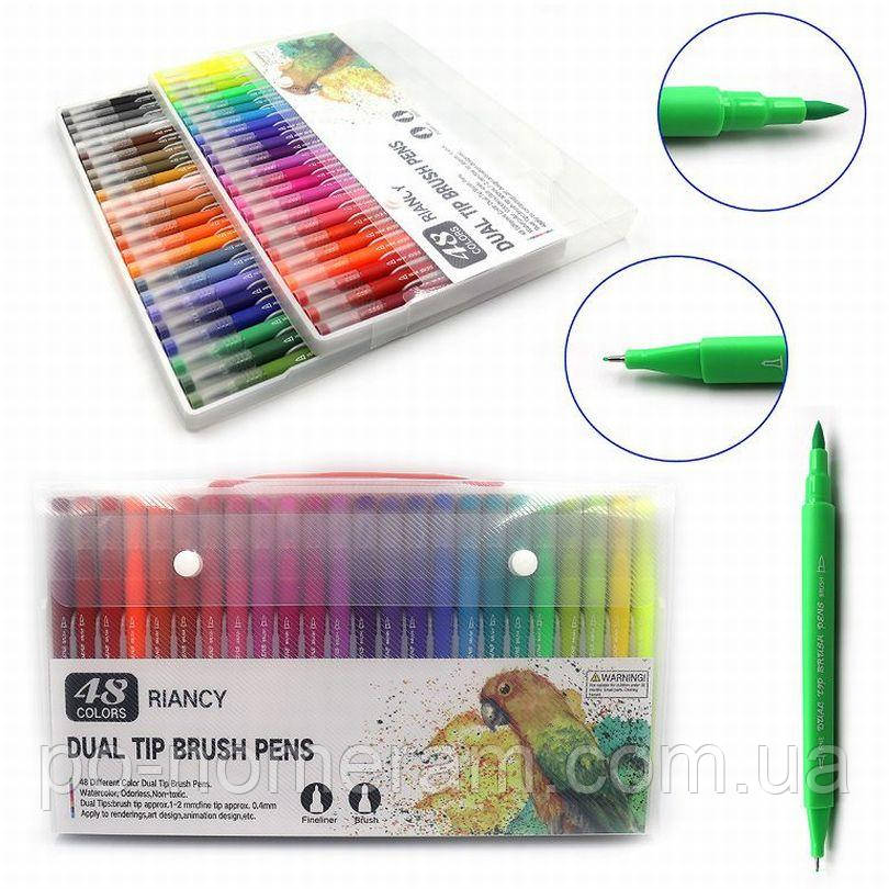 Набір лінерів-пензлів двост.  48 кол. JO /DSCN9773-48/04371-48/ водн.осн. пензл. 2мм, лінер 0,4мм (1/15/30), фото 1