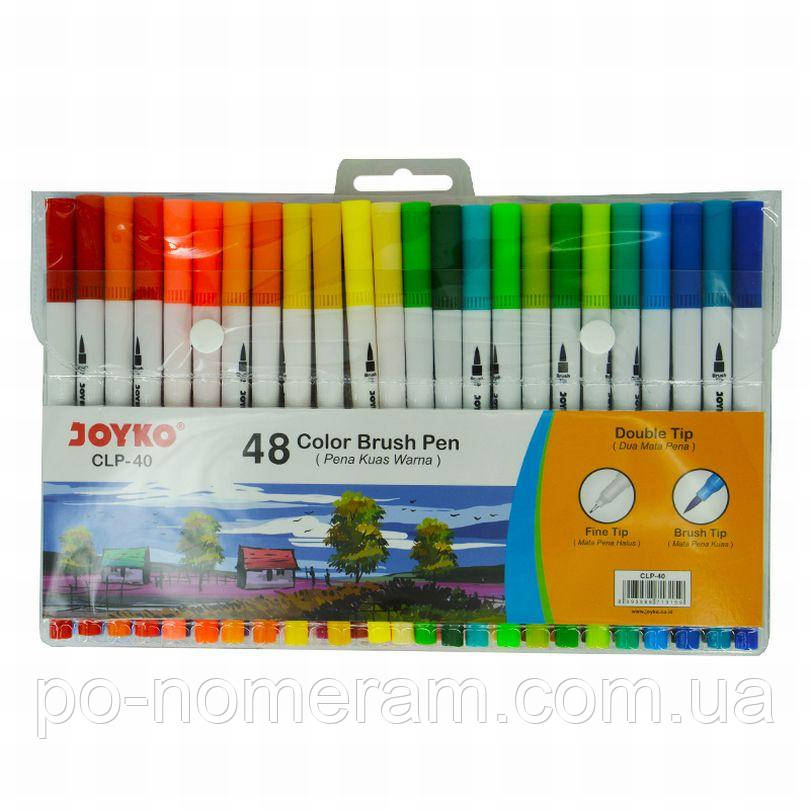 Фломастери двостор Joyko /CLP-40/ (пензлик/лінер) 48 кольорів (1/6/36) (20), фото 1