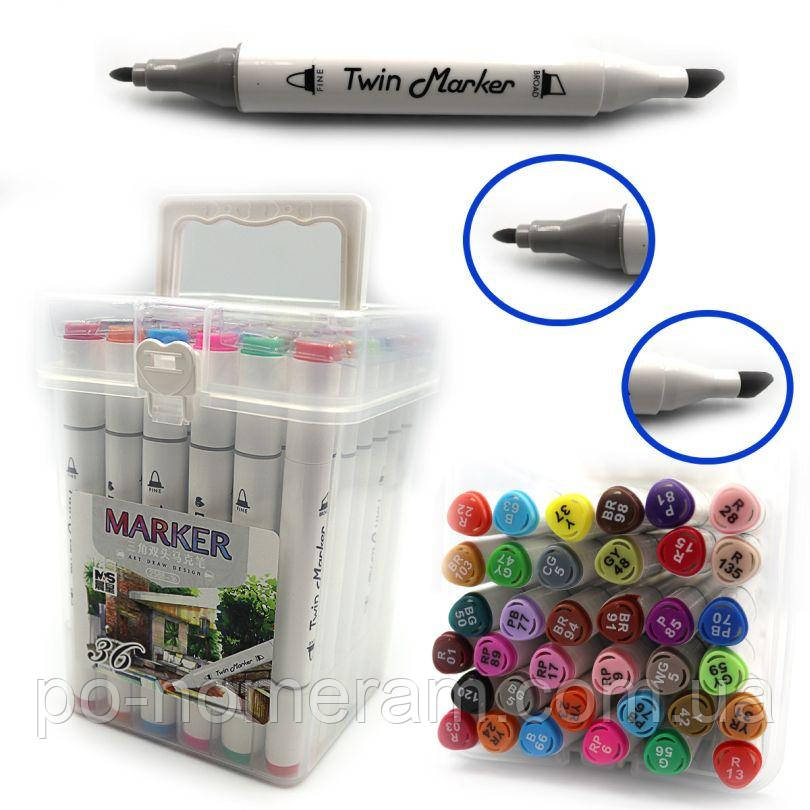 Скетч Маркер двосторонній JO /DSCN0228-36/ трикутн. 36шт/набір пласт. контейнер (1/24), фото 1