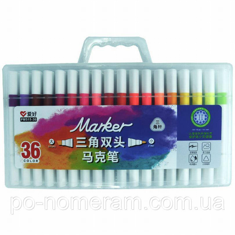 Скетч Маркер двосторонній AIHAO /AH515-36/ трикутн. 36шт/набір (1/6/36) (20), фото 1