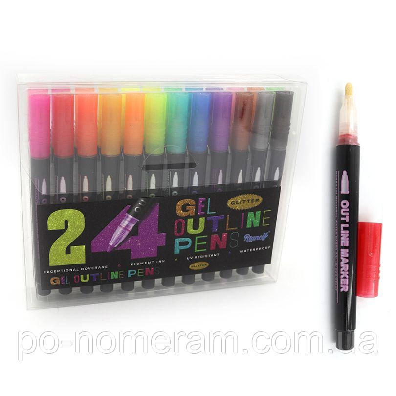 Набір маркерів 24кол. JO /04475-S24/ акрилові з глітером (1/48), фото 1