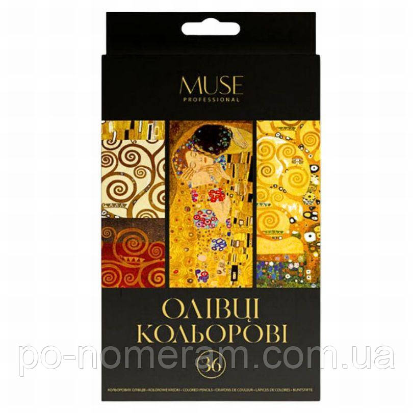 Олівці кольорові MUSE 36 кол. /107M-36/ тригранні, чинка (1/4), фото 1