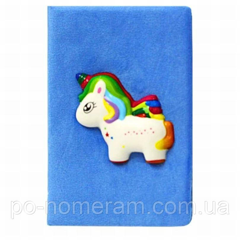 Блокнот А5/80арк. WB /5143/ фетровий з сквішем Одноріг, фото 1