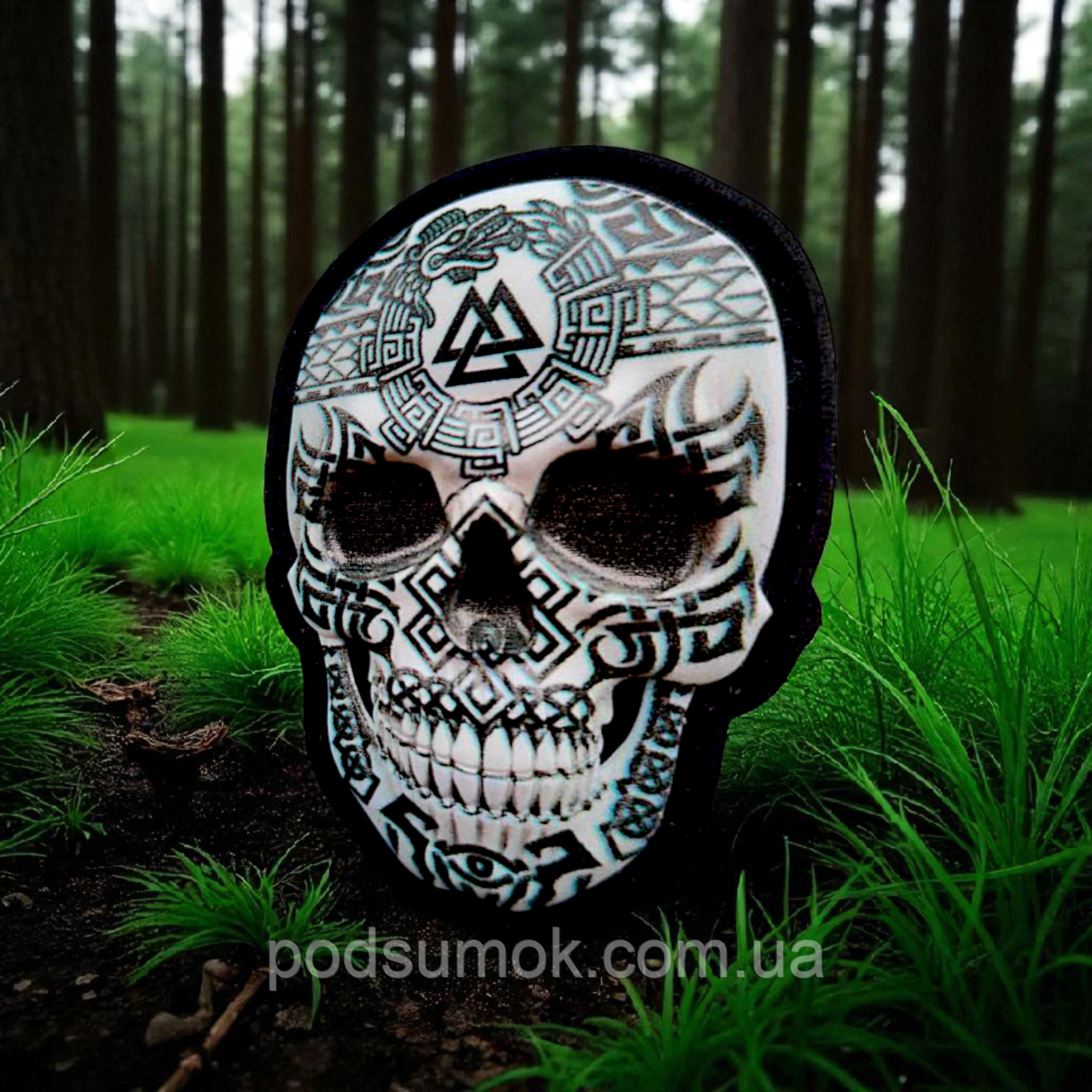 Шеврон ПВХ 3D ЧЕРЕП МІСТИЧНИЙ 12 на липучці для велкро патч гумовий, фото 1