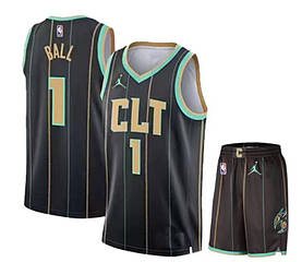 Чорна Форма баскетбольна комплект Ламело Бол 1 Шарлот Хорнетс Charlotte Hornets Ball