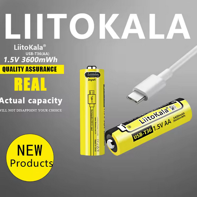 Акумулятор AA LiitoKala USB-T36, 1.5V, 2400mAh, Li-Ion, оригінал, фото 1