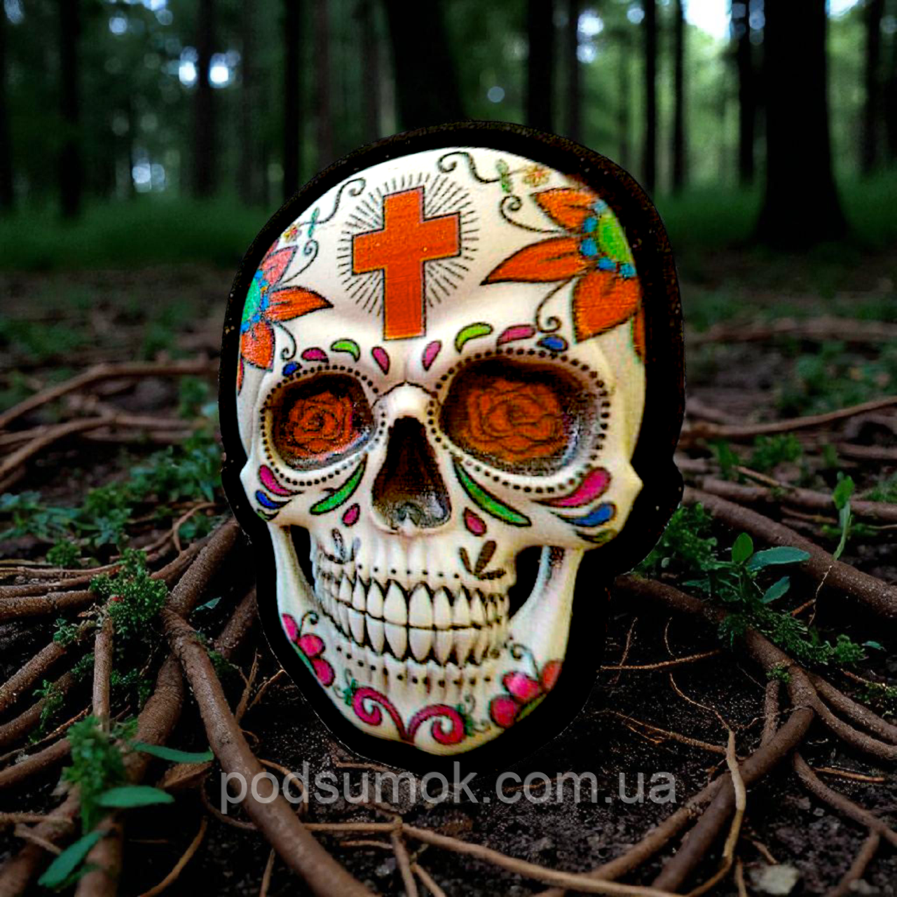 Шеврон ПВХ 3D ЧЕРЕП МІСТИЧНИЙ 13 на липучці для велкро патч гумовий, фото 1