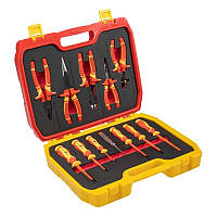 Ізольований набір інструментів 1000V для електромонтажу 12 предметів Hogert (HT1E100)