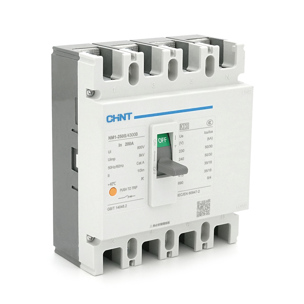Автоматичний вимикач змінного струму CHINT NM1-250S/4300-200А 4P, 380 В. 200A. 8КА/400В; 10КА/800В. 165*140*87mm, фото 1