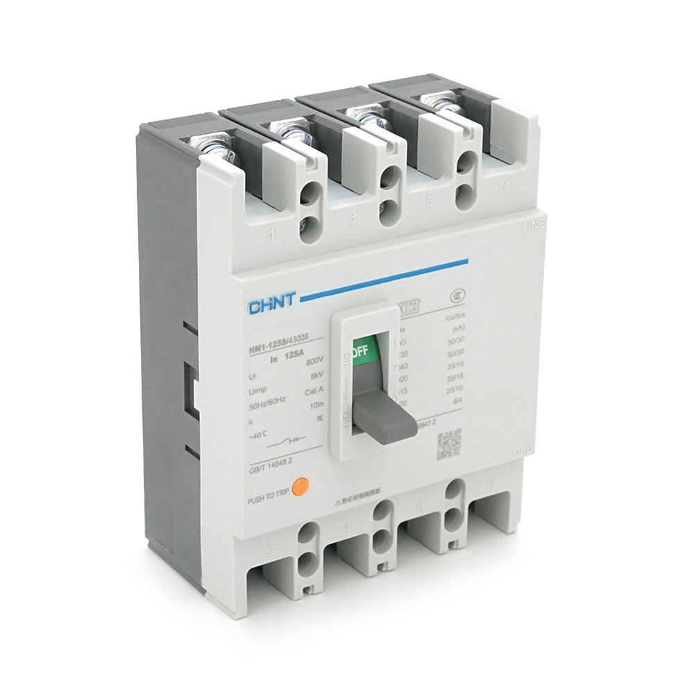 Автоматичний вимикач змінного струму CHINT NM1-125S/4300-125А 4P, 380 В. 125A. 8КА/400В; 10КА/800В. 155*120*68mm, фото 1