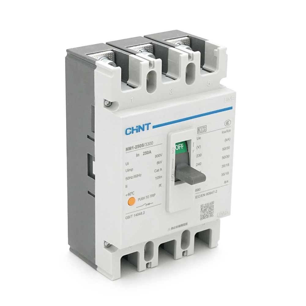 Автоматичний вимикач змінного струму CHINT NM1-250S/3300-250А 3P, 380 В. 250A. 8КА/400В; 10КА/800В. 165*105*87mm, фото 1