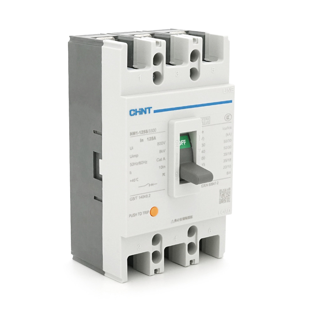 Автоматичний вимикач змінного струму CHINT NM1-125S/3300-125А 3P, 380 В. 125A. 8КА/400В; 10КА/800В. 155*90*68mm, фото 1