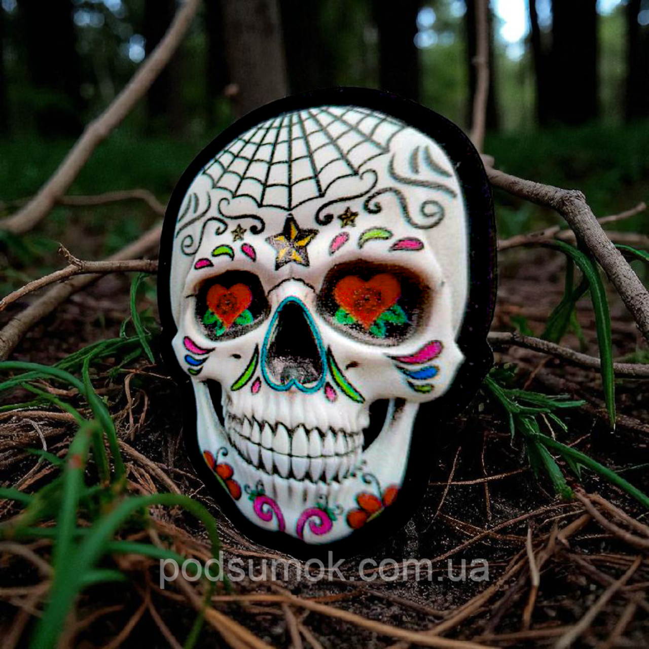 Шеврон ПВХ 3D ЧЕРЕП МІСТИЧНИЙ 17 на липучці для велкро патч гумовий, фото 1