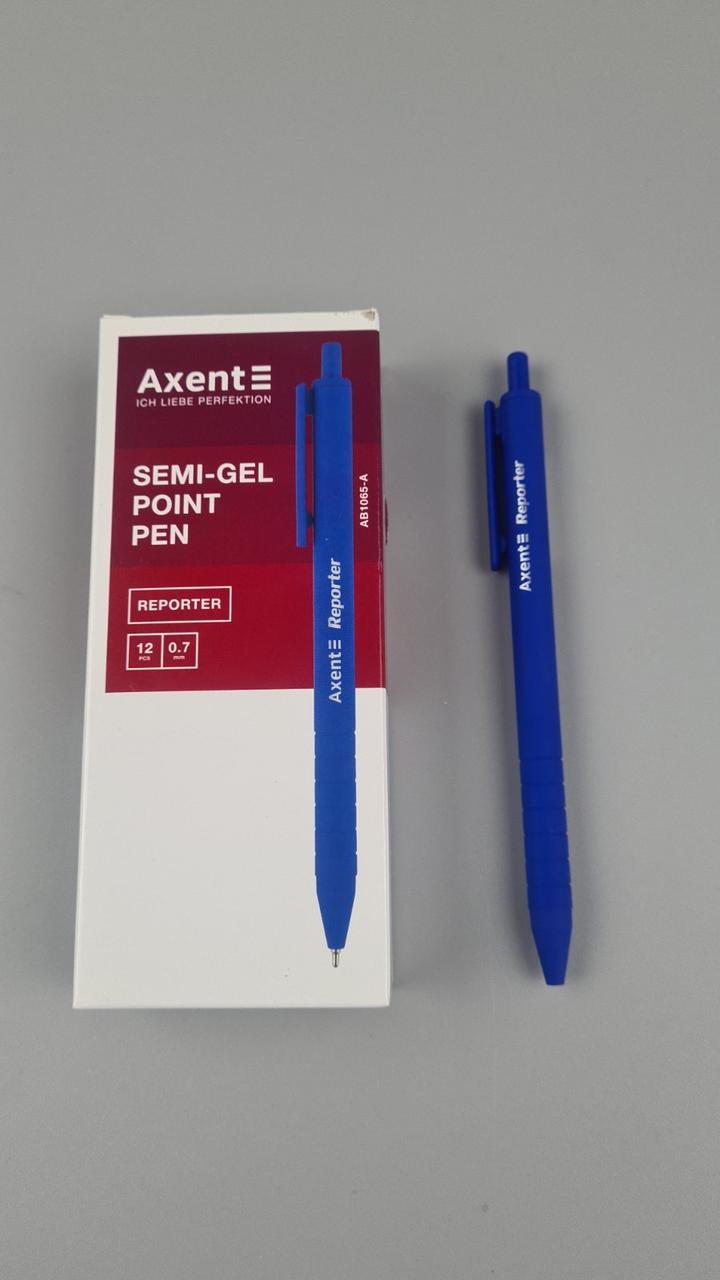 Ручка кулькова автоматична "AXENT Reporter 1065" СИНЯЯ (12 шт.), фото 1