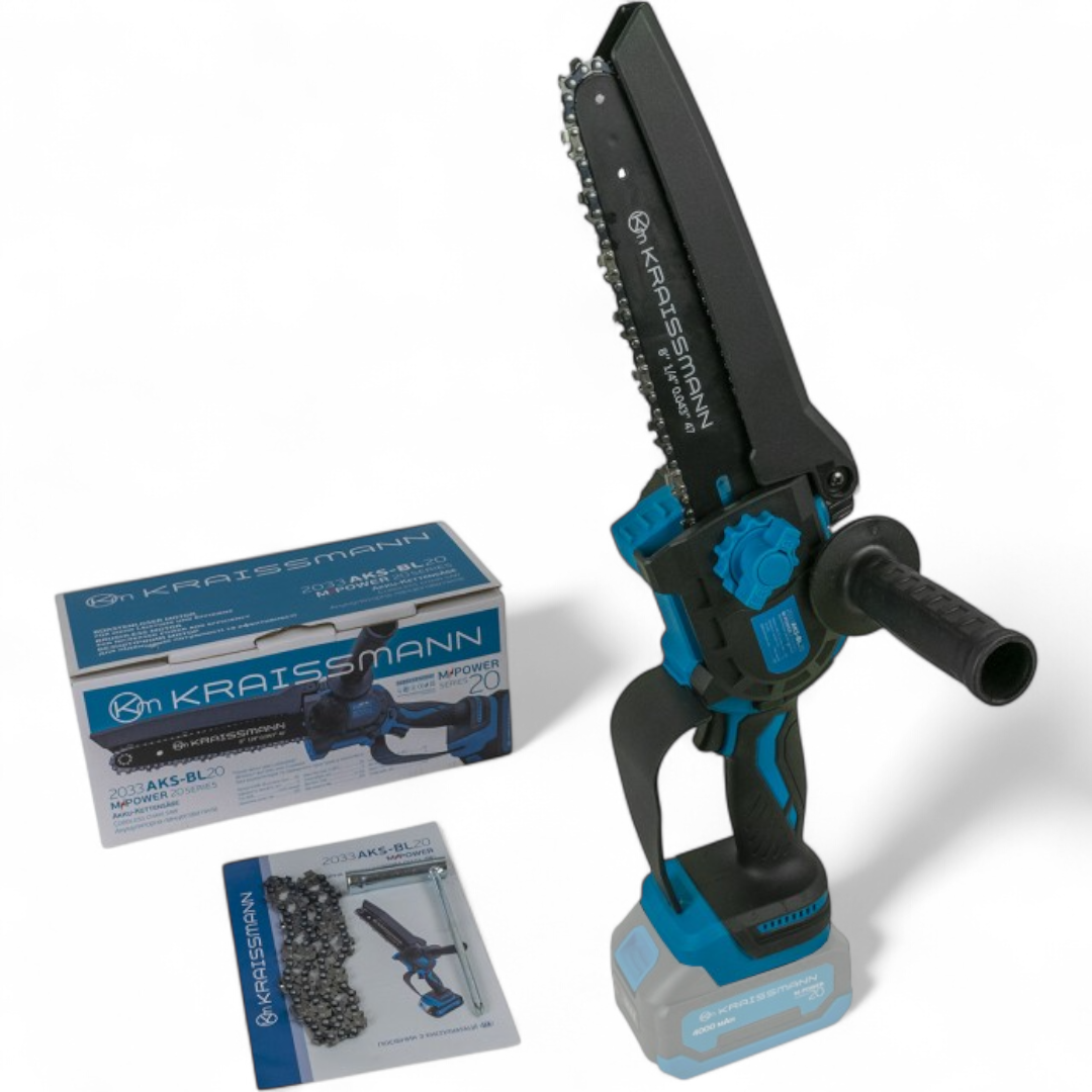 Акумуляторна ланцюгова пилка KRAISSMANN 2033 AKS-BL 20 MP (ТУШКА, 20В, Безщітковий, шина 203 мм, НІМЕЧЧИНА), фото 1