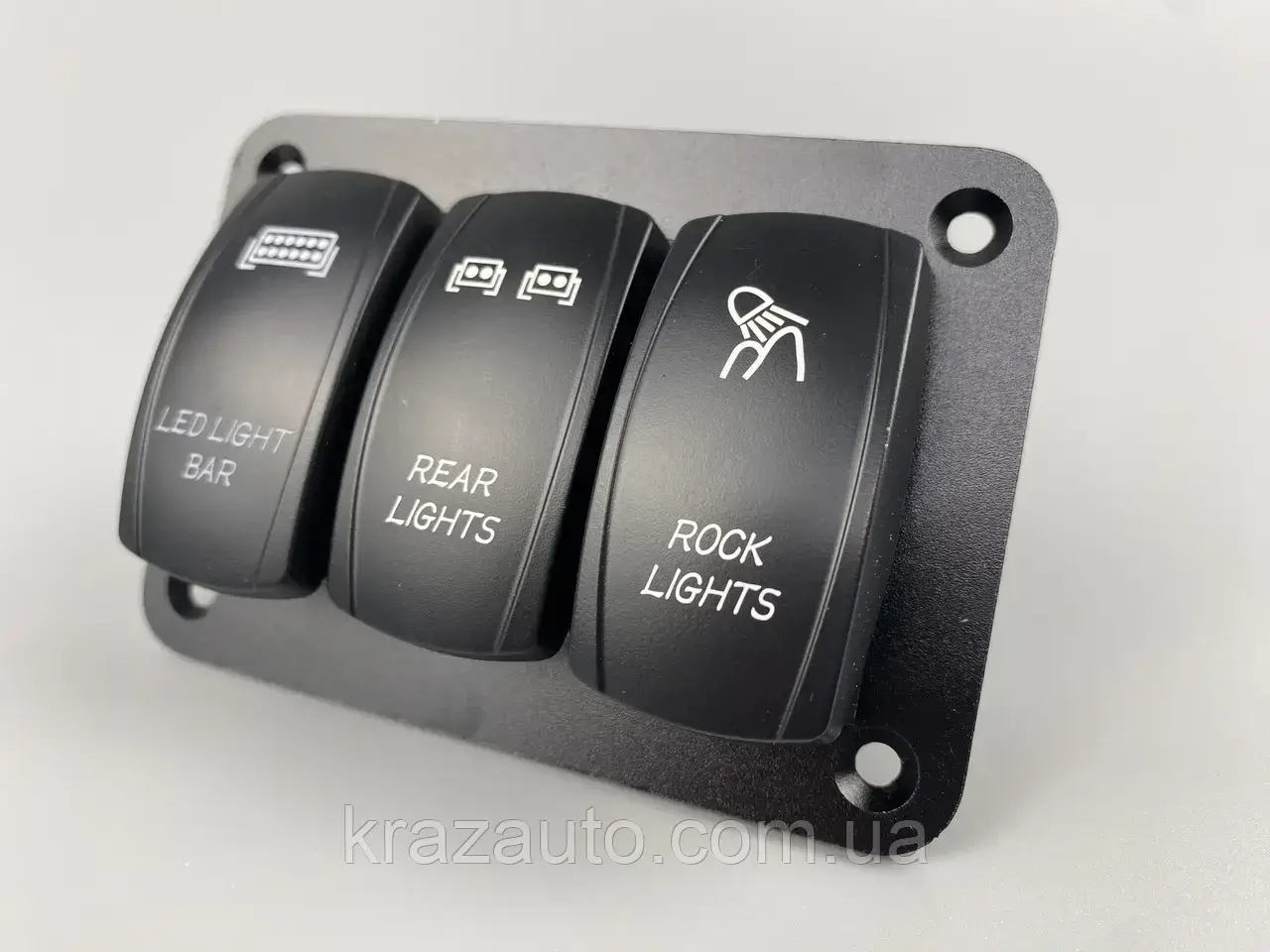 Панель на 3 елементи: 3 клавіші on-off 12-24V з підсвіткою. DTL-2553, фото 1