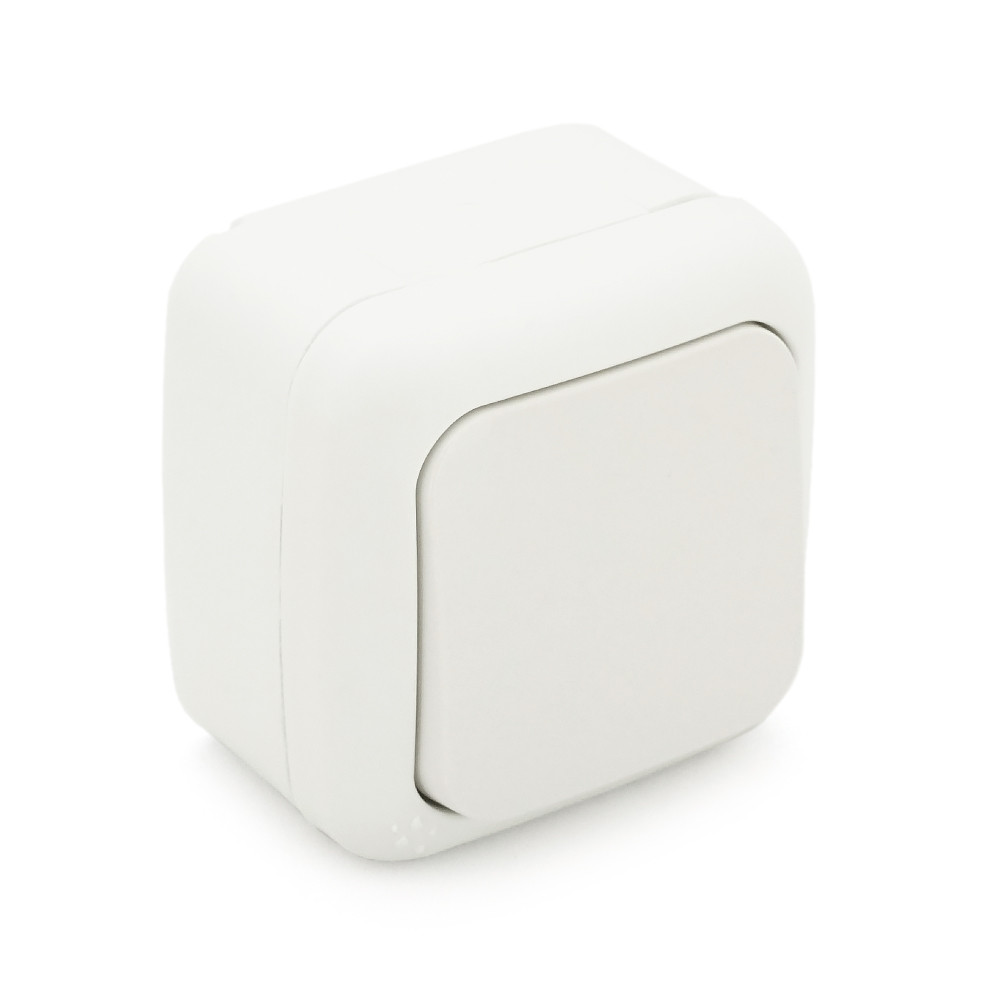 Вимикач одинарний ViKO Palmiye зовнішнього монтажу, вологозахищений IP54, AC:110-250V, 10A, White, фото 1