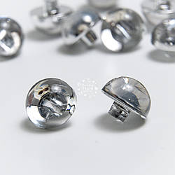 Прозоро-сріблясті пластикові ґудзики на ніжці, діаметр 11 мм