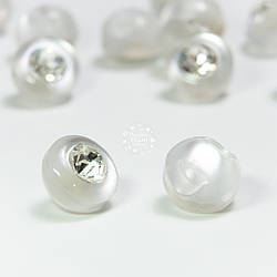 Пластикові ґудзики з великими стразами на півніжці, діаметр 10 мм