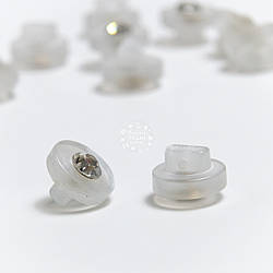 Пластикові ґудзики з маленькими стразами на ніжці, діаметр 10 мм