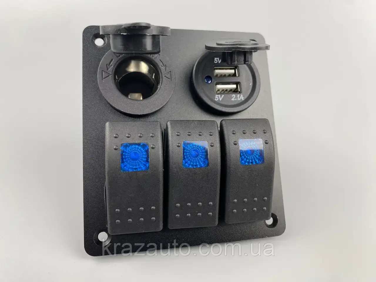 Панель на 3 елементи: 3 клавіші on-off 12-24V з підсвіткою. DTL-2553, фото 1