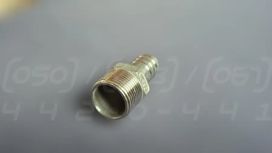 Штуцер шланговий різьбовий нержавіючий DN20 (3/4") зовнішня, н/ж сталь AISI304, ялинка 20мм, BSPP, фото 1