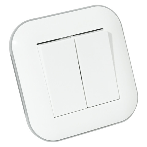 Вимикач 2-клавішний LOFT білий + сірий