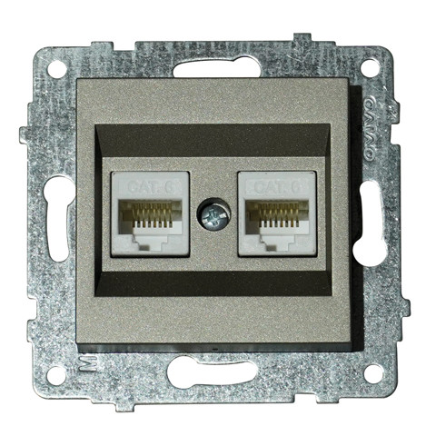 Механізм розетки комп'ютерний подвійний (CAT6) GRANO антрацит