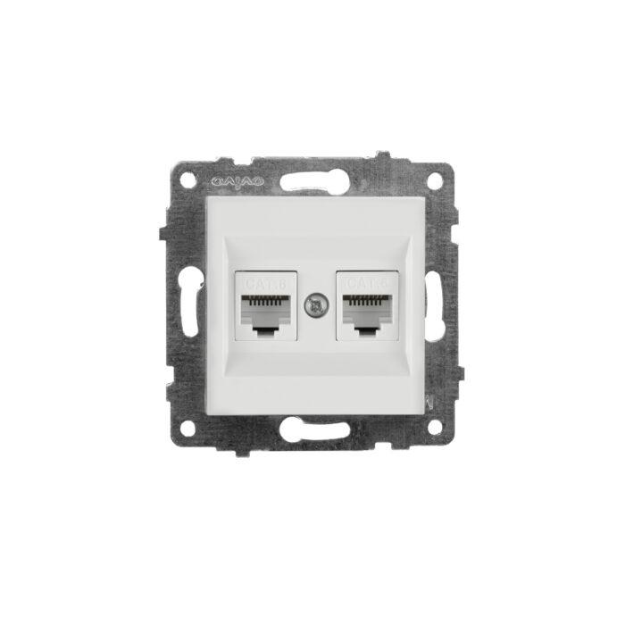 Механізм розетки комп'ютерний подвійний (CAT6) білий GRANO