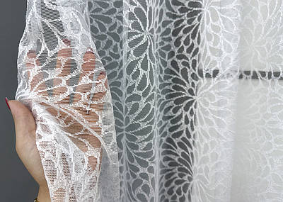 Залишок (1,5х1,6м.) тканини з рулону, тюль жакард. Колір білий. Код 1789ту 00-784