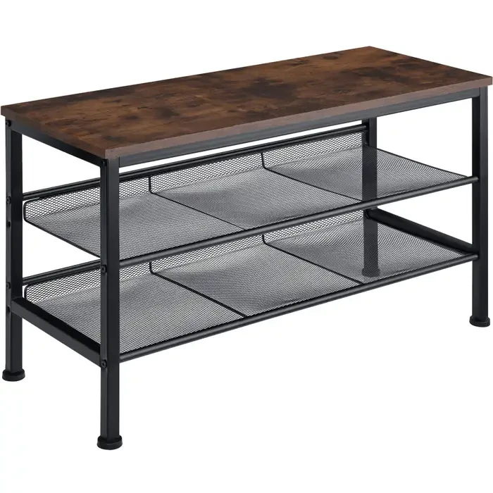 Взуттєва полиця в індустріальному стилі Derry 75,5×30,5×45,5 см — темне дерево