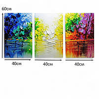 Картина модульна Яскрава абстракція Малюнок мазками Настінний декор Друк на полотні 120х60 із 3-х частин, фото 4