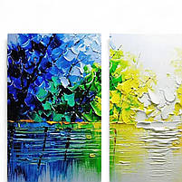 Картина модульна Яскрава абстракція Малюнок мазками Настінний декор Друк на полотні 120х60 із 3-х частин, фото 3