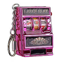 Брелок-іграшка у вигляді грального автомата однорукий бандит (рожевий)