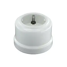 Розетка керамічна накладна із заземленням ретро білий CSO.GR.31