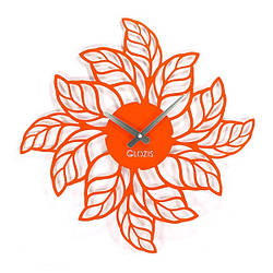 Ексклюзивні настінний годинник металевий Glozis-B-010 Leaves оранжеві (50 см) [Метал, Відкритий, Кольори]